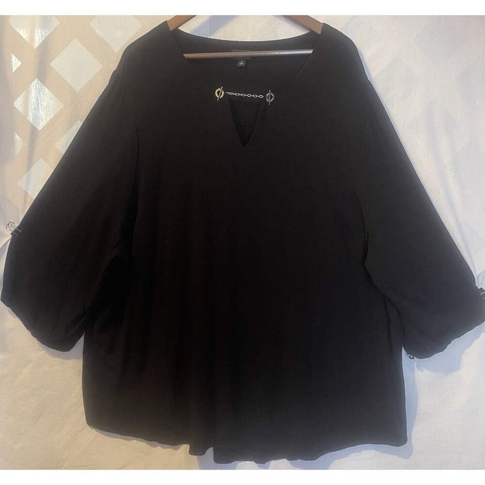 TORRID Black Chain Detail Woven Crepe Billowy Tunic 5  4X Whimsygoth